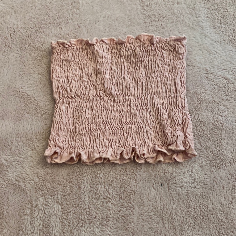 Pink ruffle tube top STRECHY!